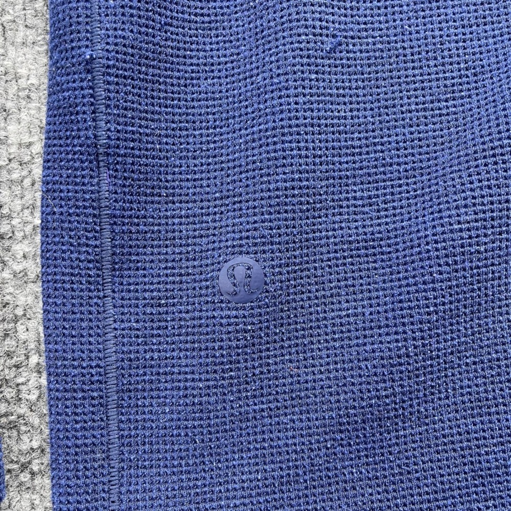 Lululemon Mens Waffle Knit Hoodie Navy Blue Long Sleeve Pullover Athletic XL - Picture 6 of 6